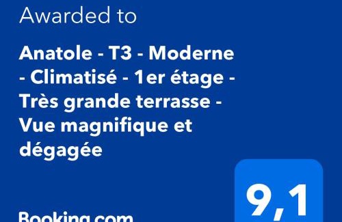 Saint-Mandrier-sur-Mer Apartment | Anatole - T3 - Moderne - Climatisé - 1er étage - Très grande terrasse 35 M2 - Vue magnifique et dégagée