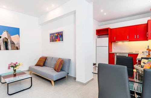 Perissa Apartment | Apartment 'Economy Semi-Basement 2' with Mountain View, Wi-Fi and Air Conditioning