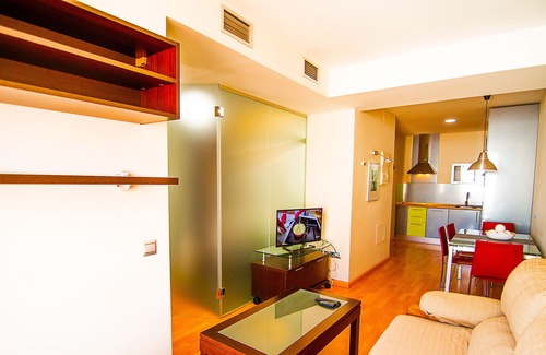Almeria Centro Apartment | Apartment with double bed and kitchen