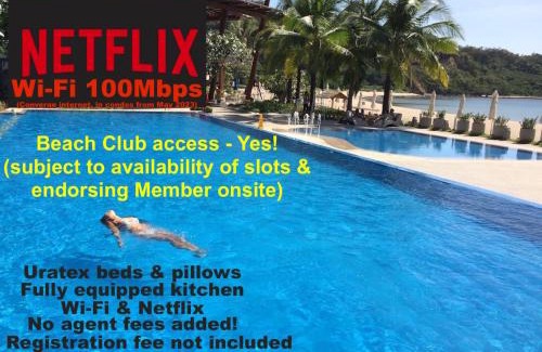 Nasugbu Apartment | Beach condos at Pico de Loro Cove - Wi-Fi & Netflix, 42-50'TVs with Cignal cable, Uratex beds & pillows, equipped kitchen, balcony, parking - guest registration fee is not included
