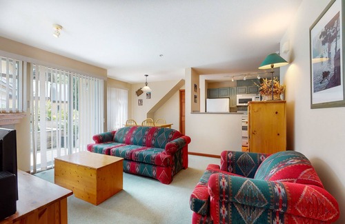 Village North Condo | Beautiful 1st-floor condo with fireplace & patio, short walk or shuttle to lifts