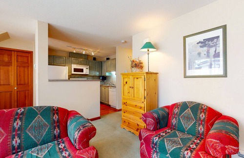Village North Condo | Beautiful 1st-floor condo with fireplace & patio, short walk or shuttle to lifts