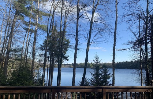 Pocono Pines House | Beautiful Lake Naomi Views: Lakefront w Private Beach, Fire Pit; NEW HOT TUB