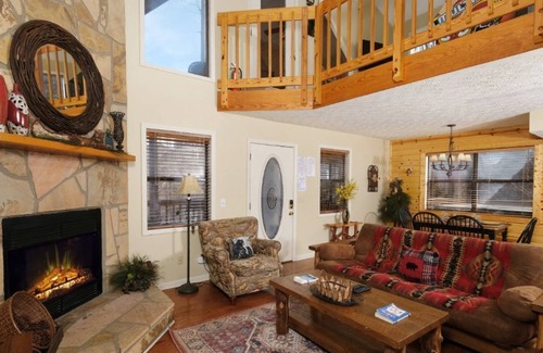 Chalet Village North Cabin | Brookside Hideaway 403 | Arcade Games, Wi-Fi, Fireplace, Grill, Pool Access & Keyless Entry