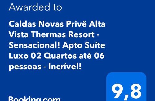 Caldas Novas Apartment | Caldas Novas Privê Alta Vista Thermas Resort - Sensacional! Apto Suíte Luxo 02 Quartos até 06 pessoas - Incrível!