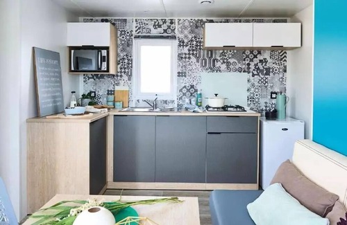 Chauzon House | Camping Le Coin Charmant * - Family mobile home - 26m² - 2 bedrooms - air conditioning 4 people