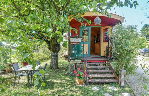 Saint-Genix-sur-Guiers RV Rental | Caravan 'Roulotte De Bohême - Praline' with Shared Pool, Wi-Fi and Air Conditioning