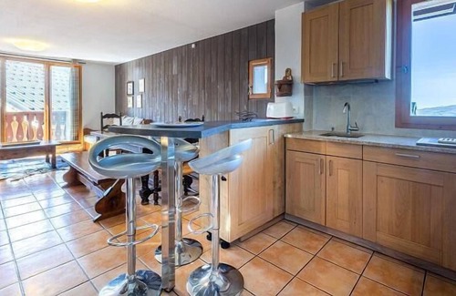 Plagne Soleil Ski Chalet | Chalet, 60m from shops, 3rd floor, view building, balcony, fireplace or stove, tv, ski locker, 85m²
