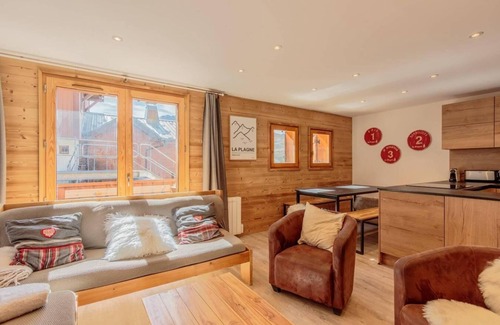 Plagne Soleil Ski Chalet | Chalet, ski-in/ski-out & foot of the slopes, 2nd floor, view resort, balcony, fireplace or stove, tv
