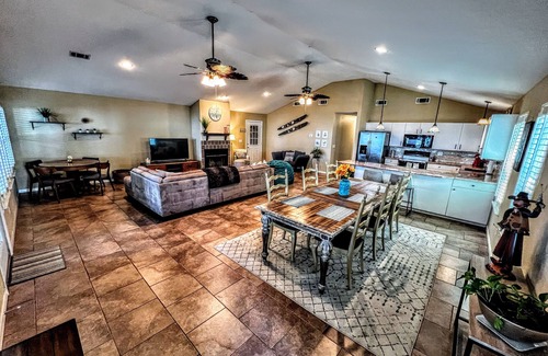 Leisure Land House | Charming Lake House Retreat with Private Dock & Expansive Covered Porch