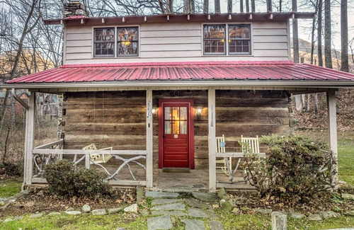 Maggie Valley Cabin | Charming Log House - Ponds, Fireplace, AC, WiFi - Snowbird, Dog & Biker-Friendly