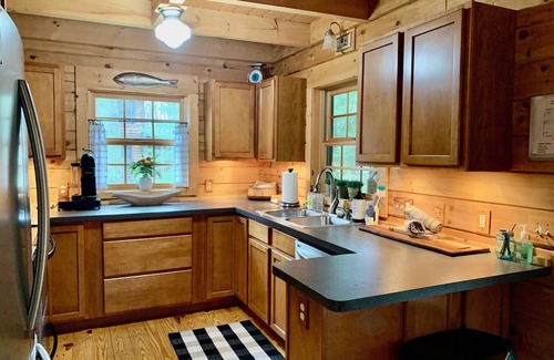 Saugatuck Cabin | Charming Saugatuck Log Cabin - minutes away from everything - with NEW hot tub!