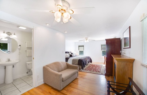 Hammondsport Apartment | Charming Second Floor Studio with Partial AC, WiFi, TV, and Electric Fireplace