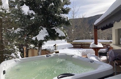 Evergreen Ski Chalet | Cheerful chalet with hot tub! Sweeping views, close to town and trails!