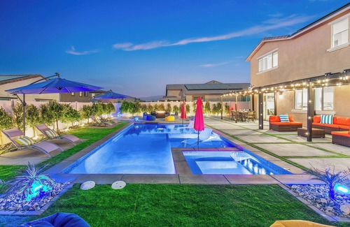 Coachella House | Coachella Desert Castle! 🏰🌵New everything! Salt water pool, Jacuzzi, Poker room!
