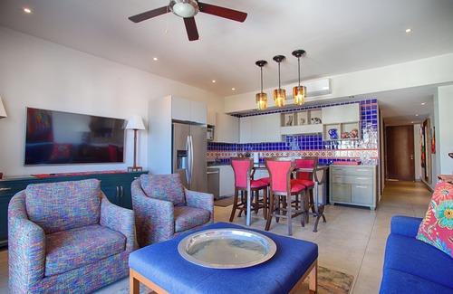 Emiliano Zapata Condo | Colorful Condo, Partial Ocean View | GYM POOLS BBQ
