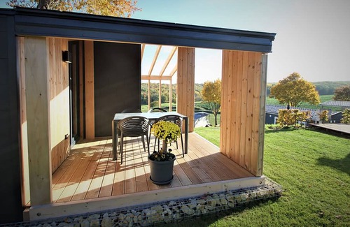 Municipality of Gulpen-Wittem Ski Chalet | Comfy chalet with cooking island in Limburg