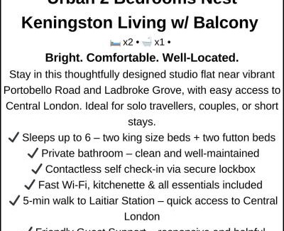 Bryanston and Dorset Square Apartment | Cosy 2 Bedroom Apartment with Balcony, Holland Park, Notting Hill, Chelsea