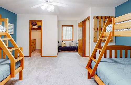 Zigzag House | Cozy home with river access, private hot tub, wood stove, fireplace, & W/D