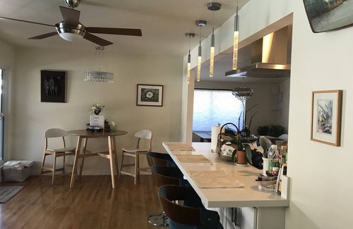 Midway House | Cozy mid century house with pool, hot tub, Dish Tv, WiFi, fireplace, waterfall