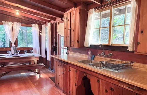 Middletown Cabin | Cozy vintage cabin with fireplace near hot spring