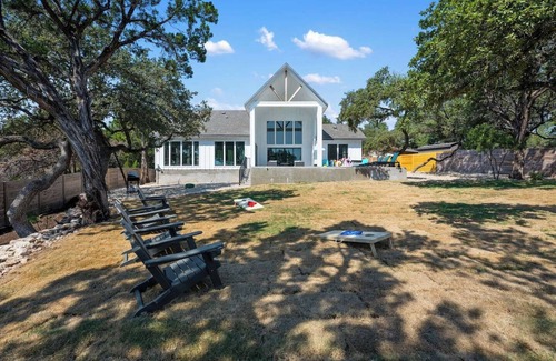 Edgewater Beach House | Custom Home Near Lake Travis w/Pool, Hot tub, fire pit, grill, games room and putting area