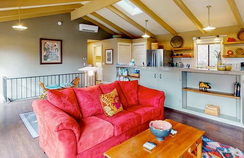 Orcas House | Dog-friendly forest cottage with a scenic deck, grill, fireplace, & central AC