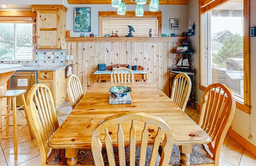 Manzanita House | Dog-friendly home with private hot tub, pool table, grill, air hockey, fireplace