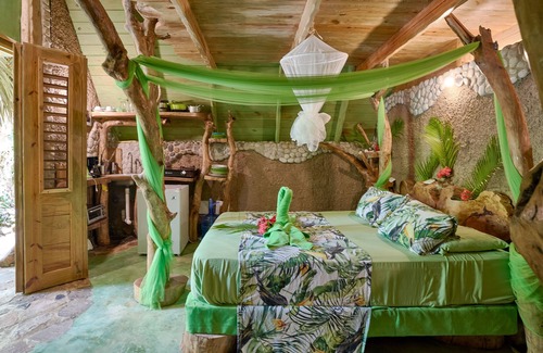 Las Galeras Cabin | Double/family palm-green cabin #4, at Chalet Tropical bio-hotel