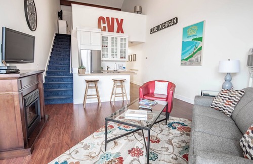 Charlevoix Condo | Downtown Charlevoix Condo | Indoor/Outdoor Pool | Private Balcony | Sleeps 6