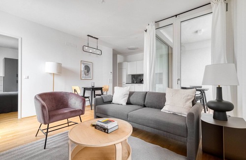 Vienna Apartment | Dreamy Donaumarina 1BR w/Balcony & Roof, nr metro U2, by Blueground