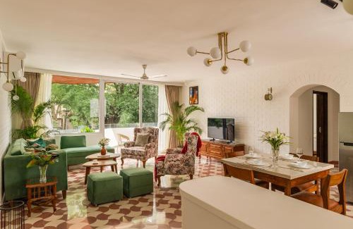Nerul Apartment | El Volar 2BHK Luxury Apartments 10 Minutes from Candolim Beach with Big common Pool, Fully Equipped Kitchen, 24x7 Security, Wifi