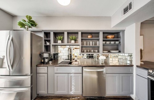 Old East Dallas Condo | Elegant 2BR condo with king bed suites, private patio, and resort-style amenities in Lakewood.
