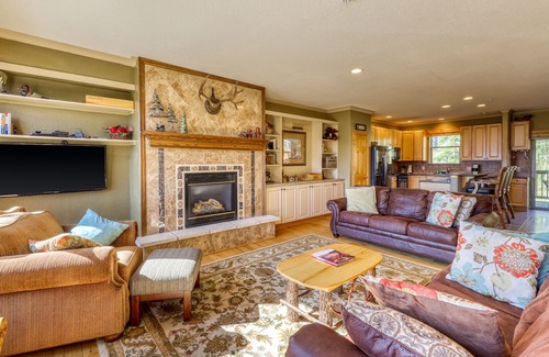 Wildernest Condo | Elegant & spacious home with fireplaces, deck & garage access