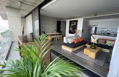 Guadalajara Apartment | Espectacular diseño, terraza con Hamaca y Jacuzzi