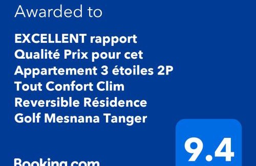Tangier Apartment | EXCELLENT rapport Qualité Prix pour cet Appartement 3 étoiles 2P Tout Confort Clim Reversible Résidence Golf Mesnana Tanger