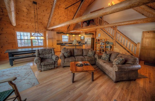 St Germain Cabin | Exceptional log home on 9+ acres with frontage on Big St. Germain Lake