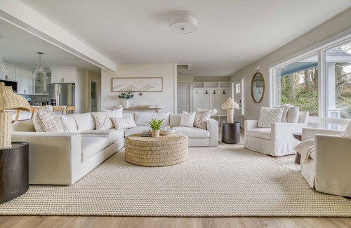 Lincoln City House | Fabulously Updated Ocean View Home with Sunroom, Game Room, Hot Tub, Fire Pit!