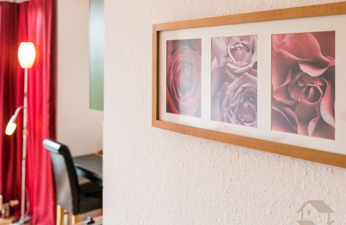 Alt-Betzenhausen Apartment | Ferienwohnung 2, rot mit 23qm, 1-2 Personen-Ferienwohnung Seepark Freiburg 2 Rot Küchenzeile