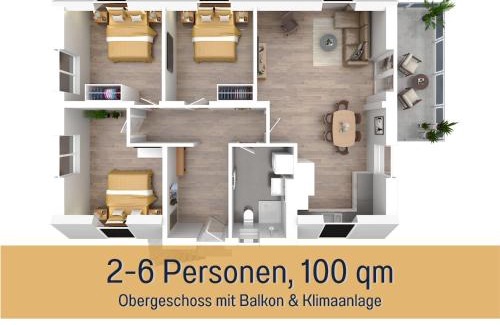 Hockelheim Apartment | FeWo Sternentraum Northeim - modern, gemütlich & großzügig - 100qm - 3 Schlafzimmer - bis 6 Gäste - Babies reisen gratis - Balkon, Garten & Grill - Klimaanlage, Raffstores & Fußbodenheizung - Smart-TV - Küche mit Backofen, Induktionsherd & Spühlmaschine