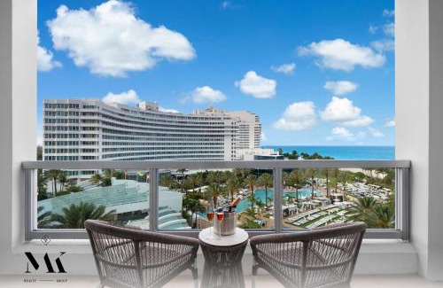 Mid Beach Apartment | FontaineBleau Resort Balcony w Pool & Ocean View