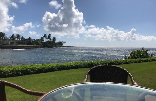 Poipu Condo | Fully Renovated Oceanfront with Air Cond. Ground Floor Unit with Spacious Lanai!