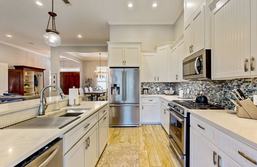 St. Simons Island House | Golf course-view home near beaches with deck, porch, grill, streaming, W/D, & AC