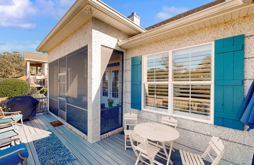 St. Simons Island House | Golf course-view home near beaches with deck, porch, grill, streaming, W/D, & AC