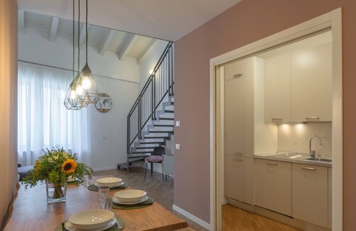Parma City Centre Apartment | Gorgeous apartment located on two levels, third and fourth floors, of a building WITHOUT an elevator (accessible up to the second floor and then continuing up a flight of stairs).In 67 sqm of space it can accommodate 6 people.The property is located in t