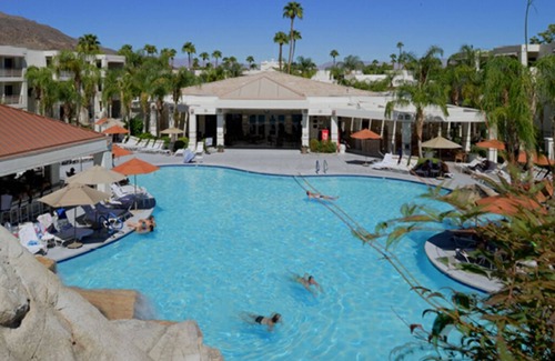 Canyon Corridor Apartment | Great value! Jr. Villa for 2 in famous Palm Canyon Resort. Kitchenette. From 159