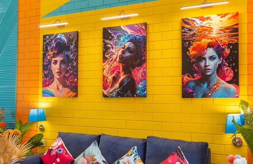 Anjuna Villa | GROOVY BY ALOHAGOA! Stunning 3BHK Villa with High Ceiling, pop art décor,Porches
