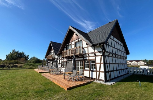 Grzybowo Apartment | Half-timbered house with sauna Pruska Chata - Apartament 4