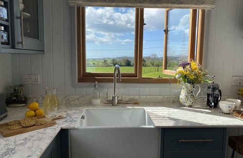 Bridport Cabin | Honey Bee - Bespoke handmade shepherd's hut with a stylish and modern interior.