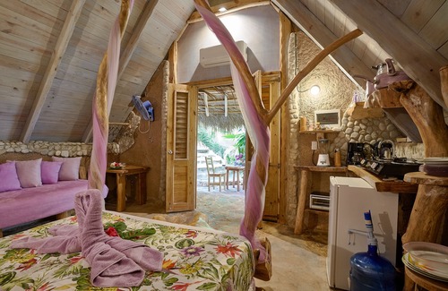 Las Galeras Cabin | Honeymoon lilac orquid cabin #6, at Chalet Tropical bio-hotel